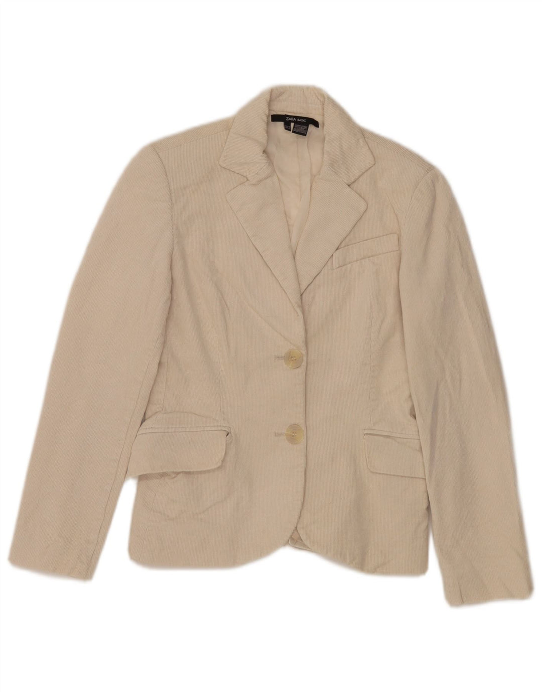 Zara Dame 2-knaps fløjlsbukser blazerjakke EU 36 XS Off White Bomuld