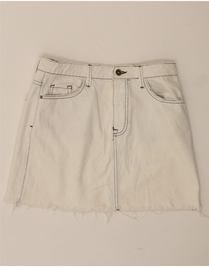 Zara Dame Mini Denim Nederdel Lille W27 Hvid