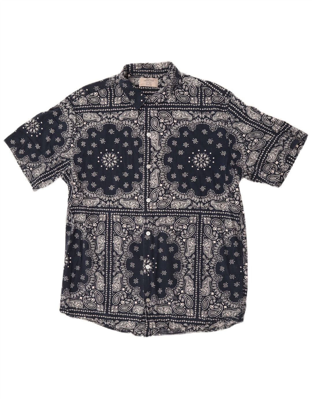 Jack & Jones Kortærmet Herreskjorte Medium Navyblå Paisley Bomuld