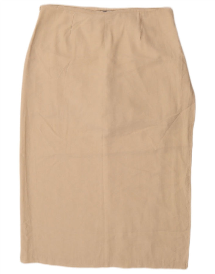 Zara Womens Pencil Skirt Large W34 Beige Viscose