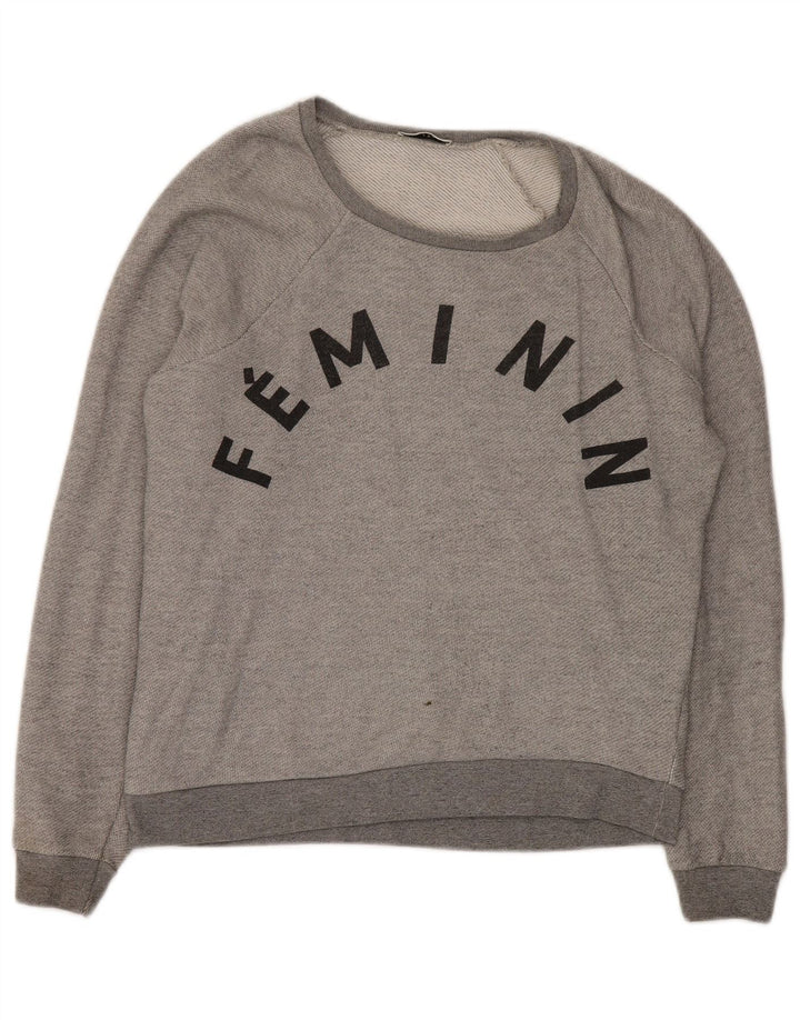 WHISTLES Dame Oversized grafisk sweatshirt Jumper UK 8 Small Grå