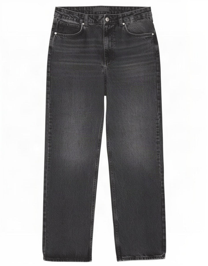 Zara Dame Straight Jeans EU 40 Medium W30 L31 Sort Bomuld