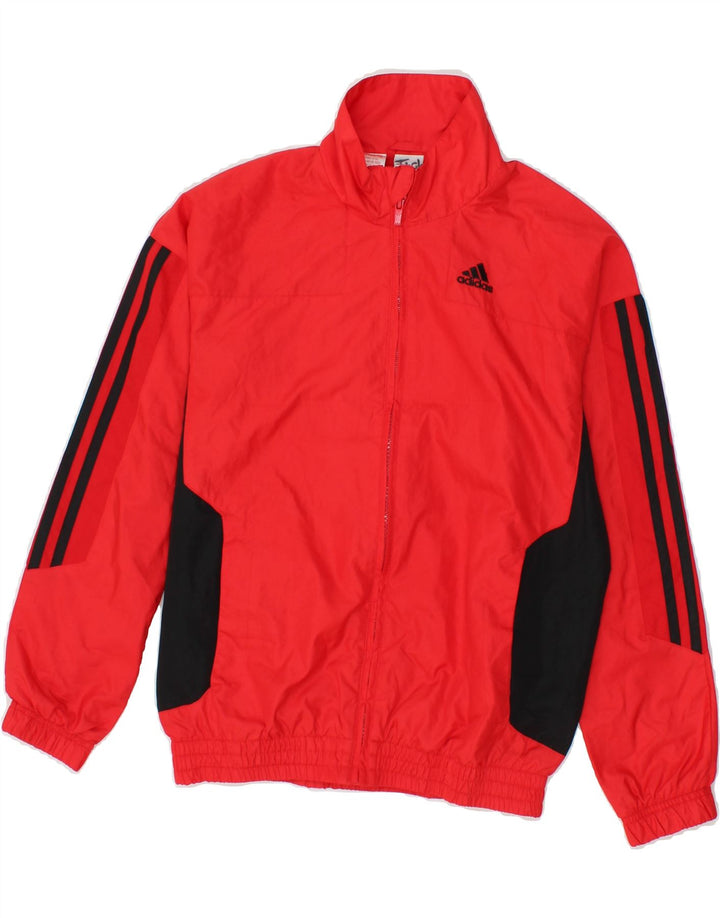 ADIDAS Boys Tracksuit Top Jacket 9-10 Years Red Colourblock Polyester Vintage Adidas and Second-Hand Adidas from Messina Hembry 