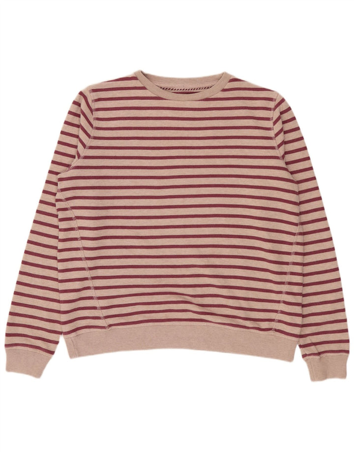 FAT FACE Dame sweatshirt i overstørrelse UK 12 Medium Pink Stribet