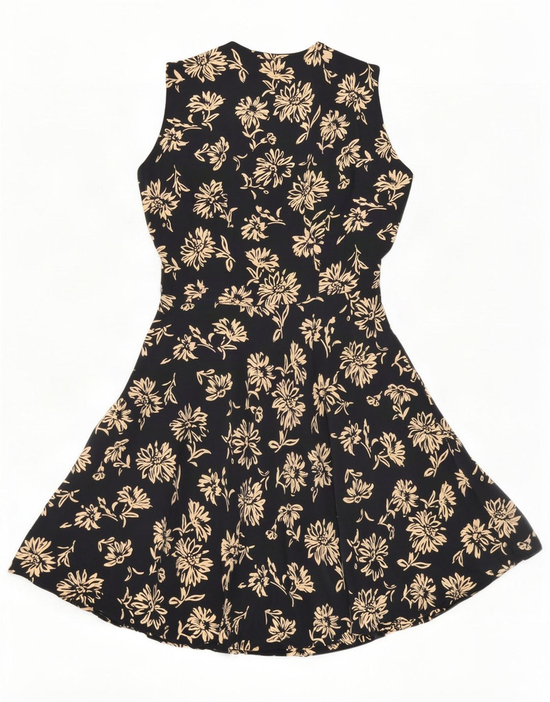 Gianfrediani Dame Ærmeløs A-Line Kjole IT 42 Medium Sort Floral Silke