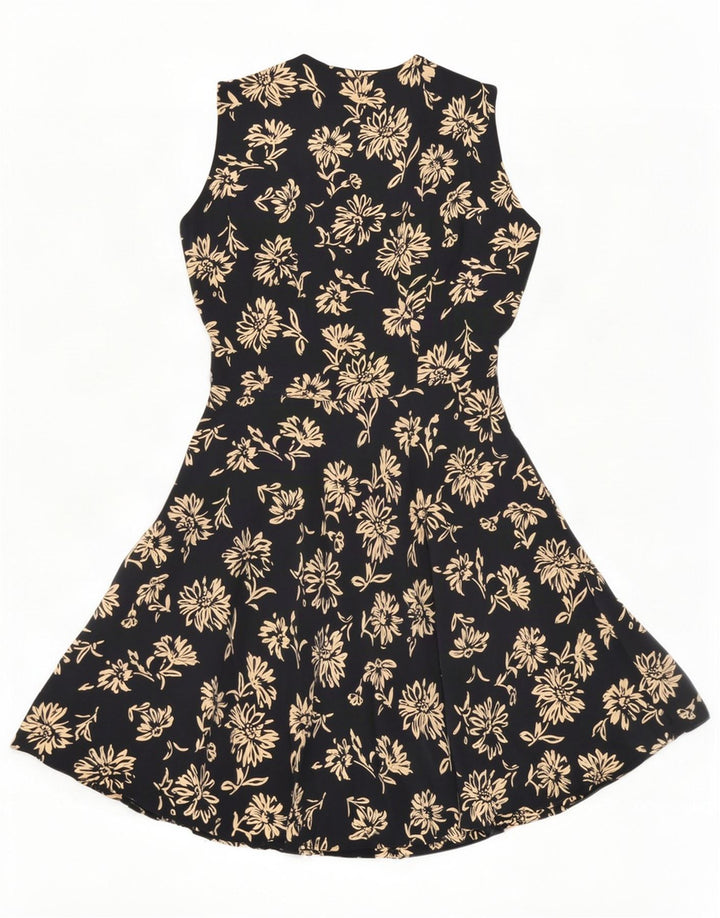 Gianfrediani Dame Ærmeløs A-Line Kjole IT 42 Medium Sort Floral Silke