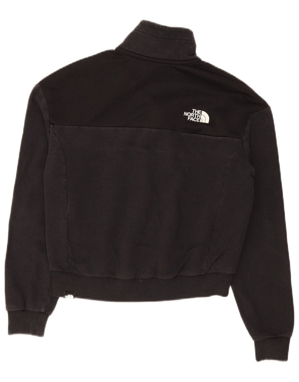 The North Face Dame Zip Neck Sweatshirt Jumper UK 14 Medium Sort Bomuld
