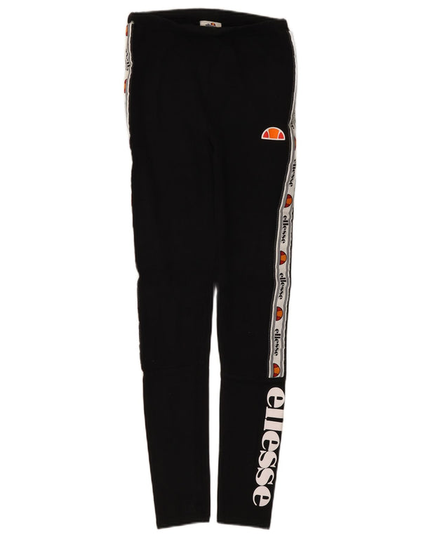 ELLESSE Grafiske Leggings til kvinder UK 8 Smal Sort Colourblock Bomuld