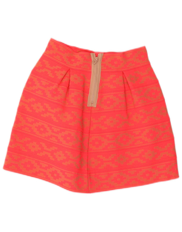 Vintage A-Line nederdel til kvinder UK 14 Medium W28 Orange Geometrisk Polyester