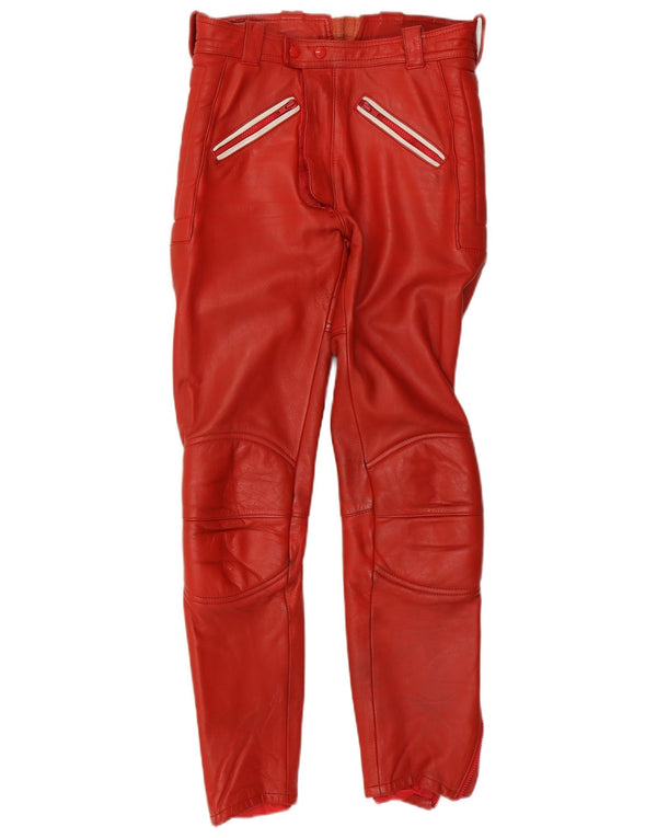 Vintage herre Moto Racer læderbukser IT 48 Medium W30 L29 rødt læder