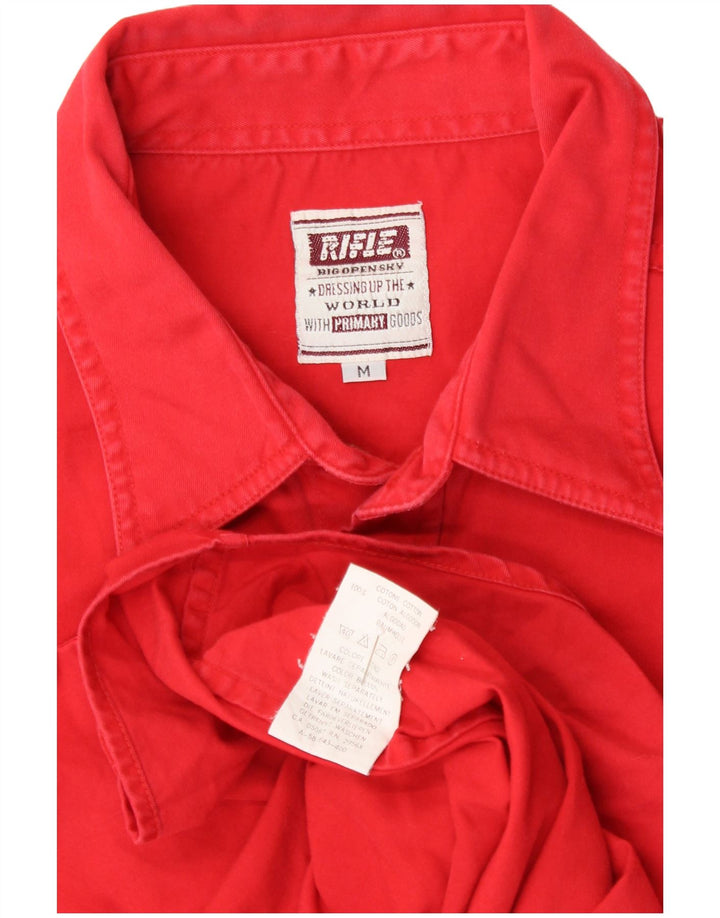 RIFLE Herre Denim Shirt Medium Rød Bomuld