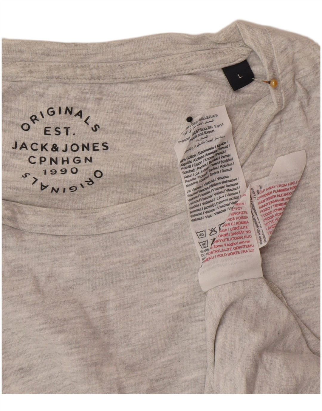 Jack & Jones Herre T-Shirt Top Stor Grå Flecked Bomuld