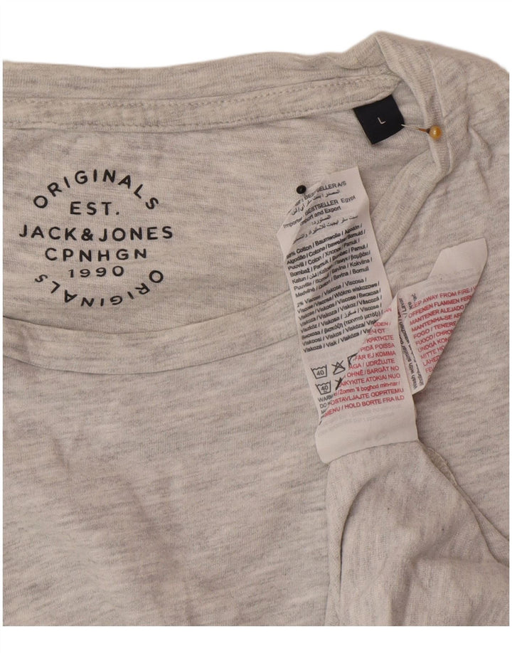 Jack & Jones Herre T-Shirt Top Stor Grå Flecked Bomuld