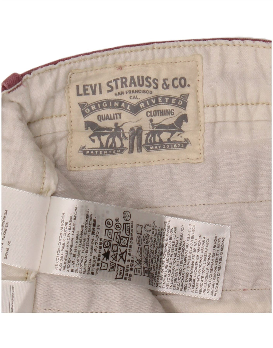 Levi's Slim Chino-bukser til mænd W36 L32 Pink Bomuld