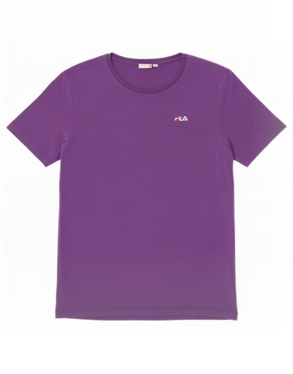 Fila Dame T-Shirt Top UK 14 Medium Lilla Bomuld