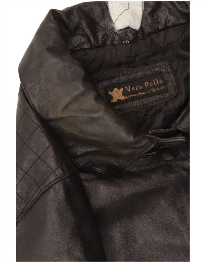 Vintage læderfrakke til kvinder IT 50 XL sort læder