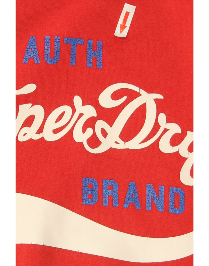 Superdry Grafisk Oversized Hoodie Jumper til kvinder UK 14 Stor Rød Bomuld