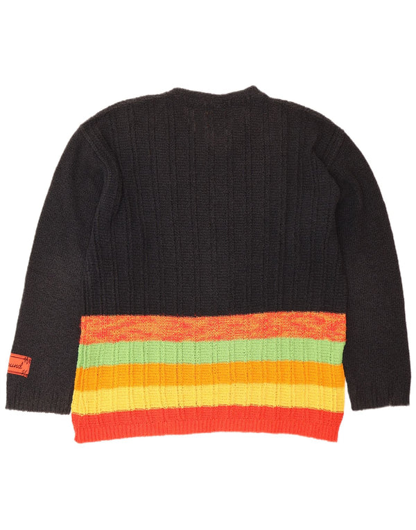 FOXHOUND Herre V-hals sweater Stor sort stribet bomuld