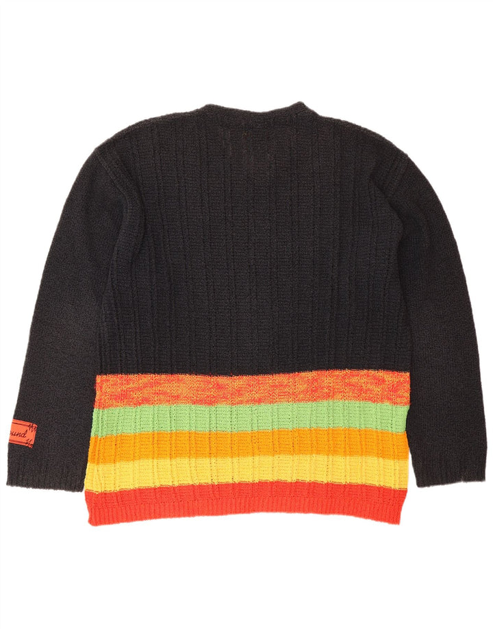 FOXHOUND Herre V-hals sweater Stor sort stribet bomuld