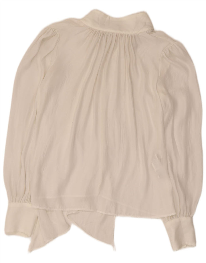 Zara Dame Langærmet Bluse Top UK 12 Medium White Polyester