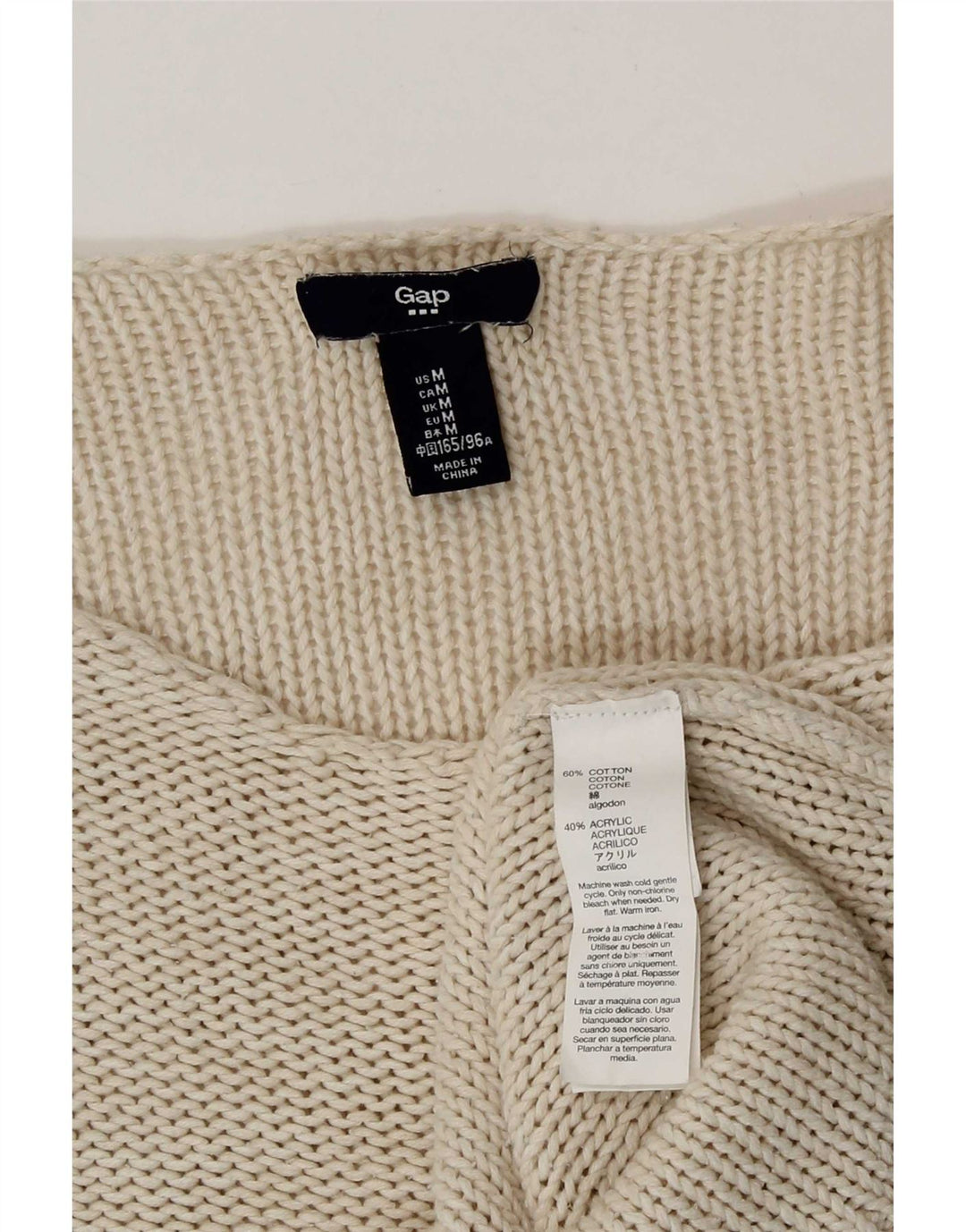 Gap Dame Boat Neck Jumper Sweater UK 12 Medium Beige Bomuld