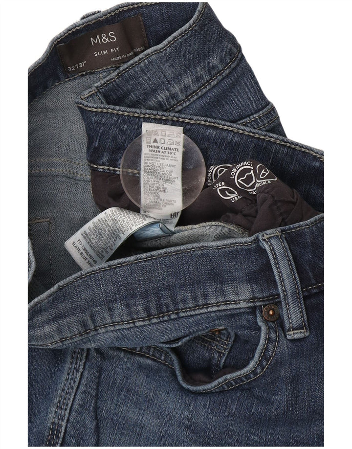 Marks & Spencer Herre Slim Jeans W32 L31 Blå Bomuld