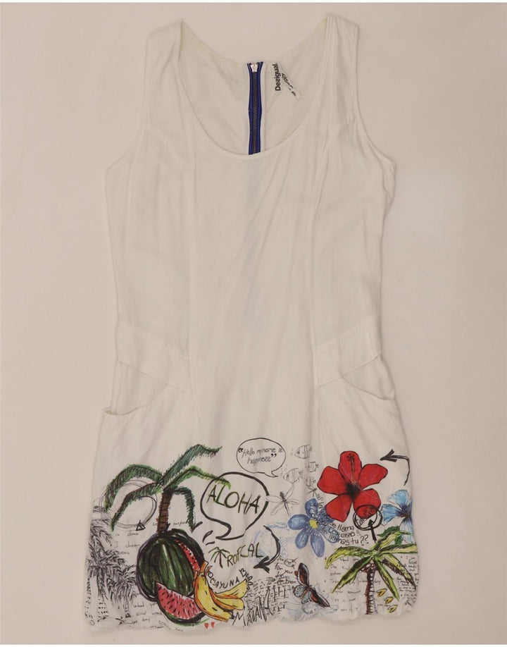 DESIGUAL Kvinders grafisk ærmeløs boblekjole EU 40 Medium White Floral