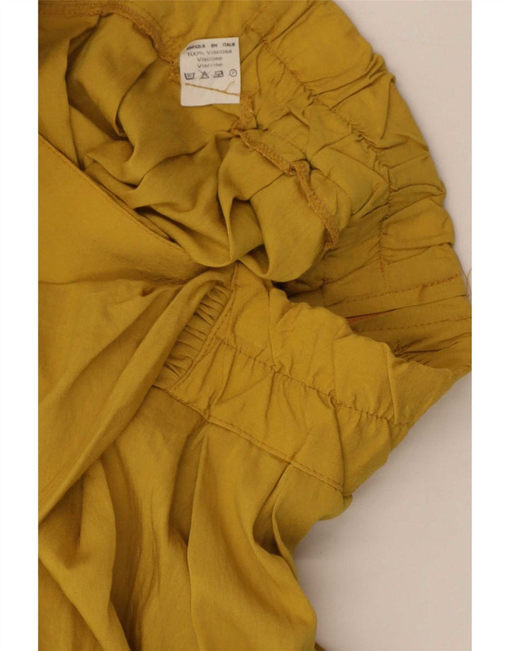 Vintage Dame Skort Mini Nederdel W26 Lille Gul Viscose