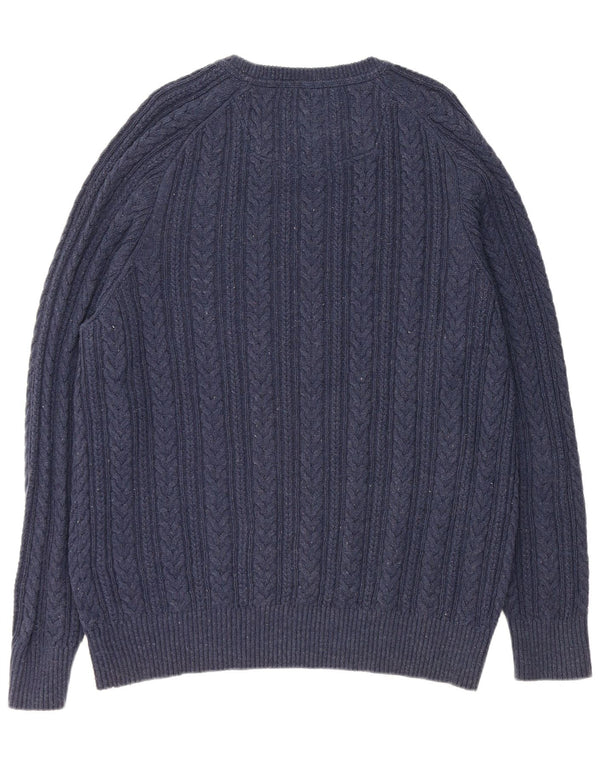 FAT FACE Herre Boat Neck Jumper Sweater XL Navy Blue Flecked Bomuld