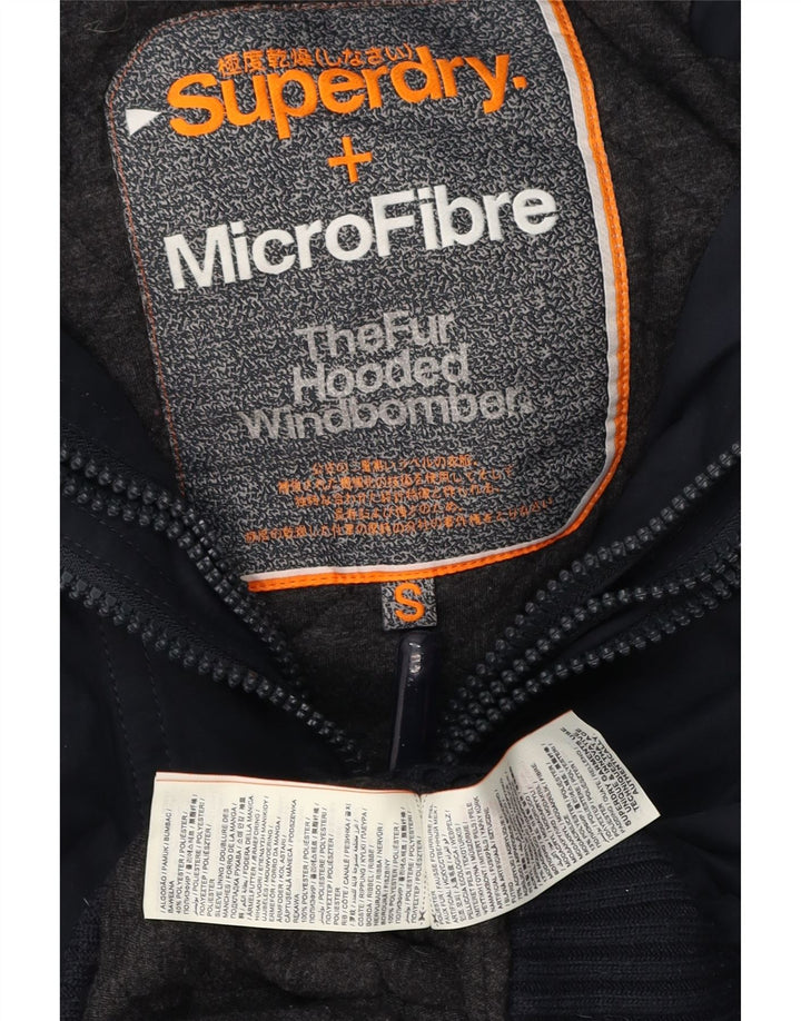 Superdry Windbomber vindjakke med hætte til mænd UK 36 Small Navy Blue