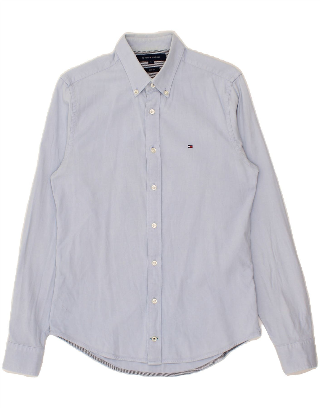 TOMMY HILFIGER Mens Slim Fit Shirt Small Blue Cotton Vintage Tommy Hilfiger and Second-Hand Tommy Hilfiger from Messina Hembry 