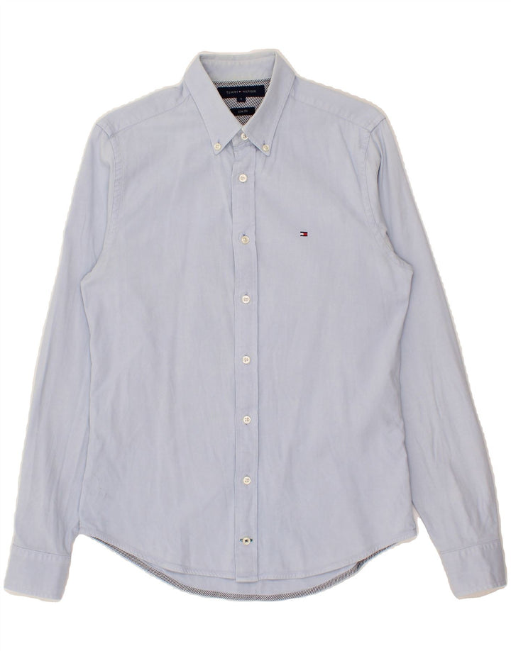TOMMY HILFIGER Mens Slim Fit Shirt Small Blue Cotton Vintage Tommy Hilfiger and Second-Hand Tommy Hilfiger from Messina Hembry 