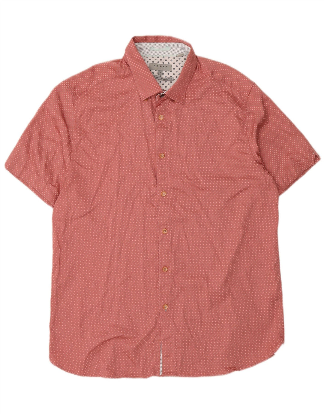 Ted Baker Kortærmet Herreskjorte Størrelse 5 XL Pink Plettet Bomuld
