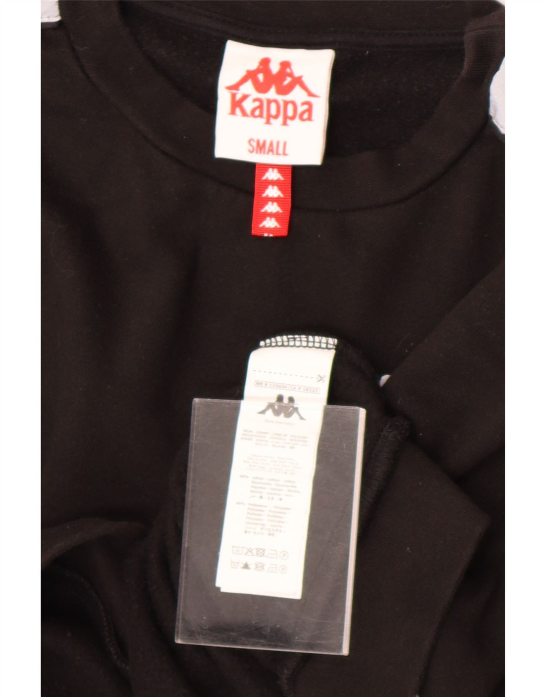 Kappa Womens Oversized Crop Sweatshirt Jumper UK 10 Small Black Colourblock