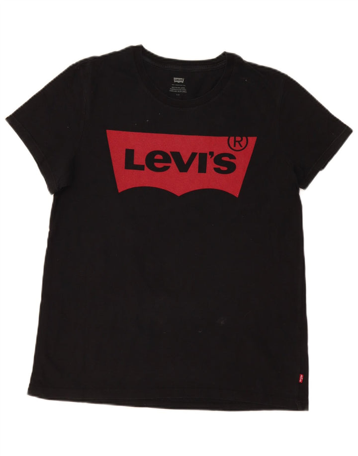 Levi's Dame Grafisk T-Shirt Top UK 14 Stor Sort