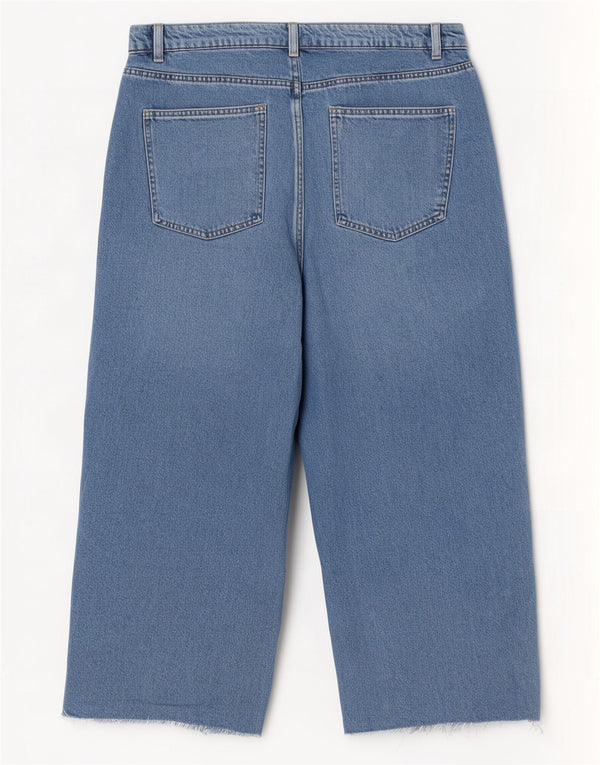 Marks & Spencer Kvinder Højtaljede Brede Ben Jeans UK 16 Large W36 L22 Blå