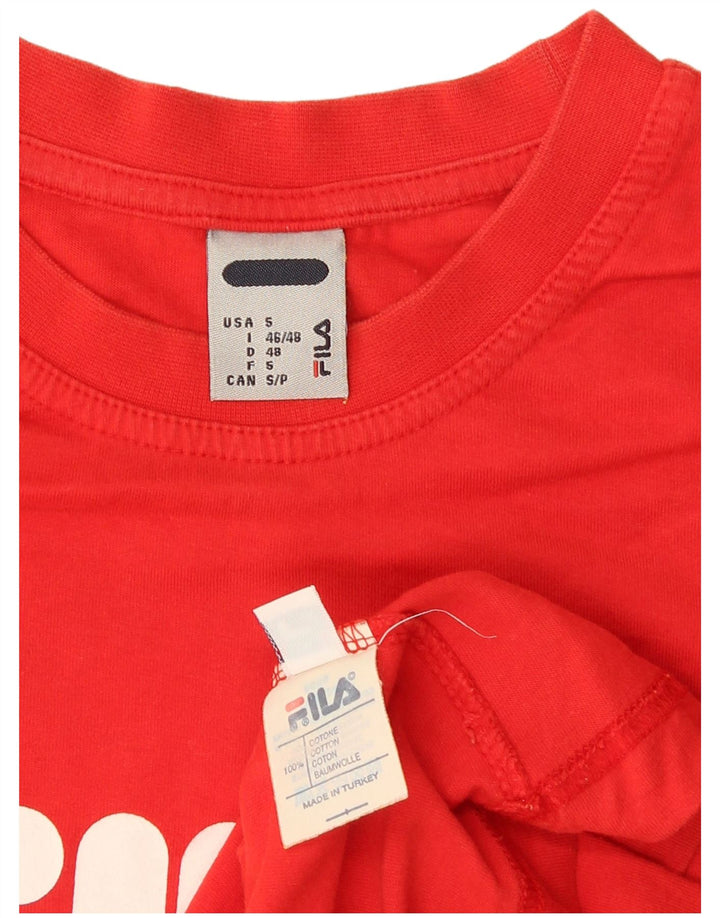 Fila Herre Grafisk T-Shirt Top Lille Rød Bomuld