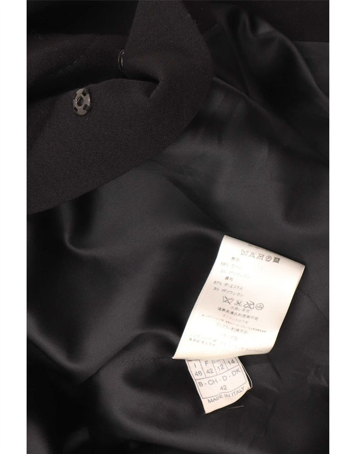 Emilio Pucci Dame Longline Blazer Jacket UK 14 Medium Black Virgin Wool