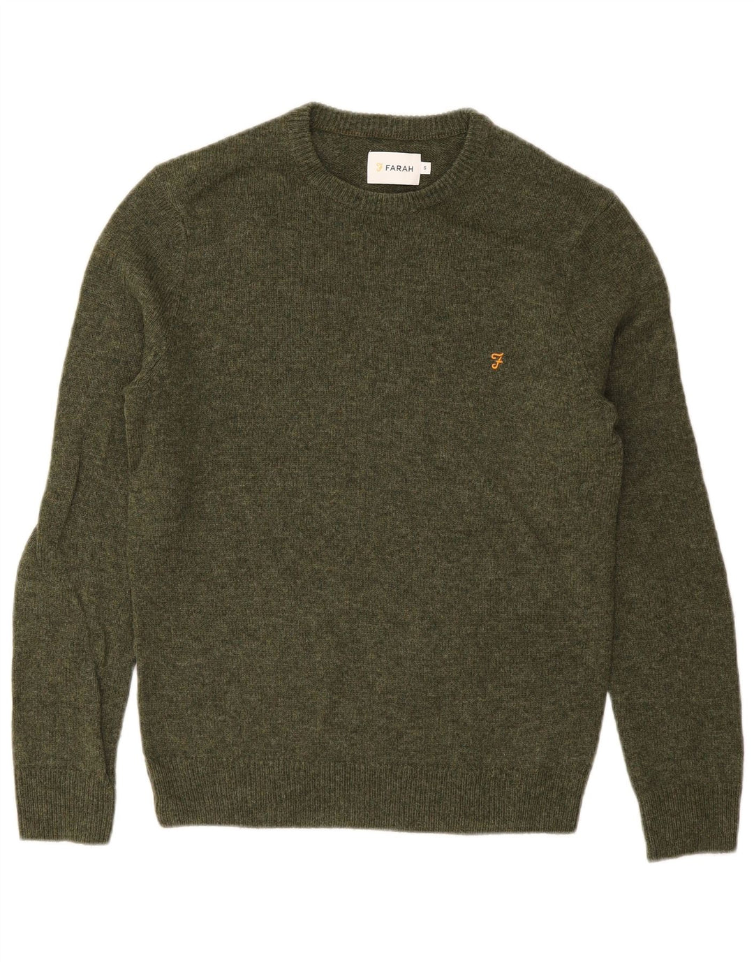 FARAH Herre sweater med rund hals, lille grøn lammeuld