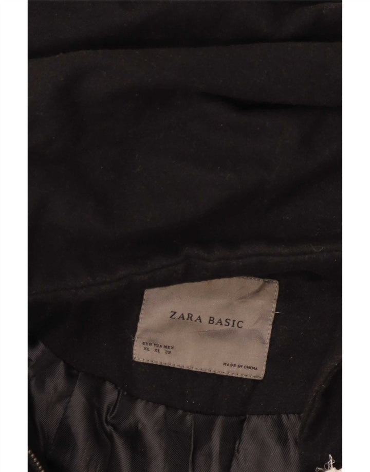 Zara Dame Hooded Windbreaker Coat UK 18 XL Sort Polyester