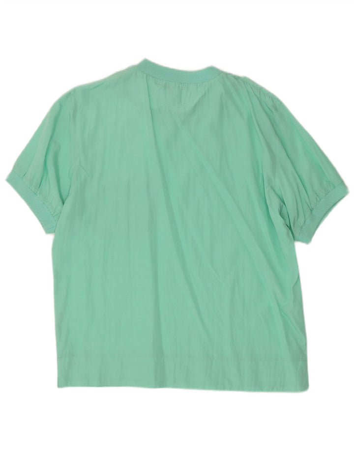 VINTAGE Herre T-Shirt Top Medium Turkis Silke