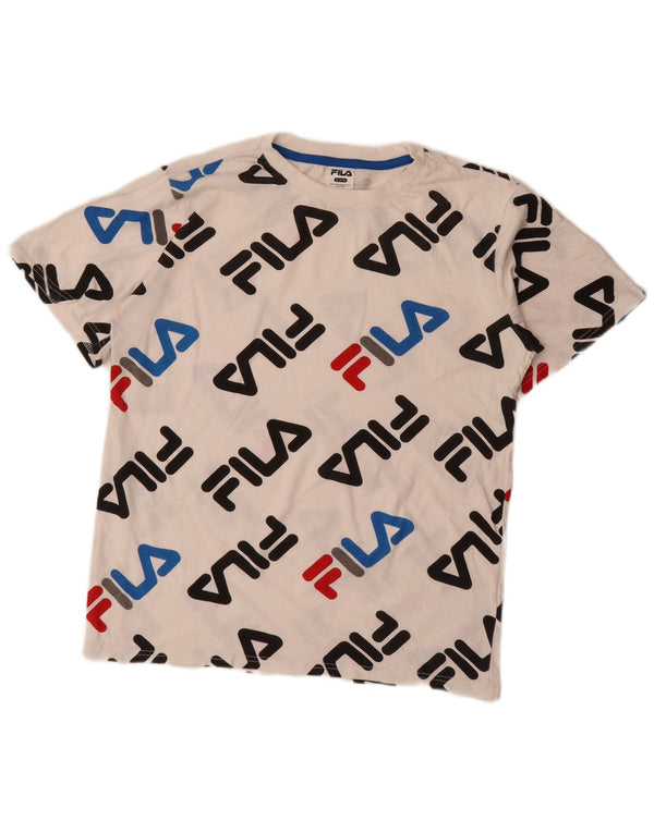 Fila Boys Grafisk T-Shirt Top 15-16 år XL Hvid Bomuld