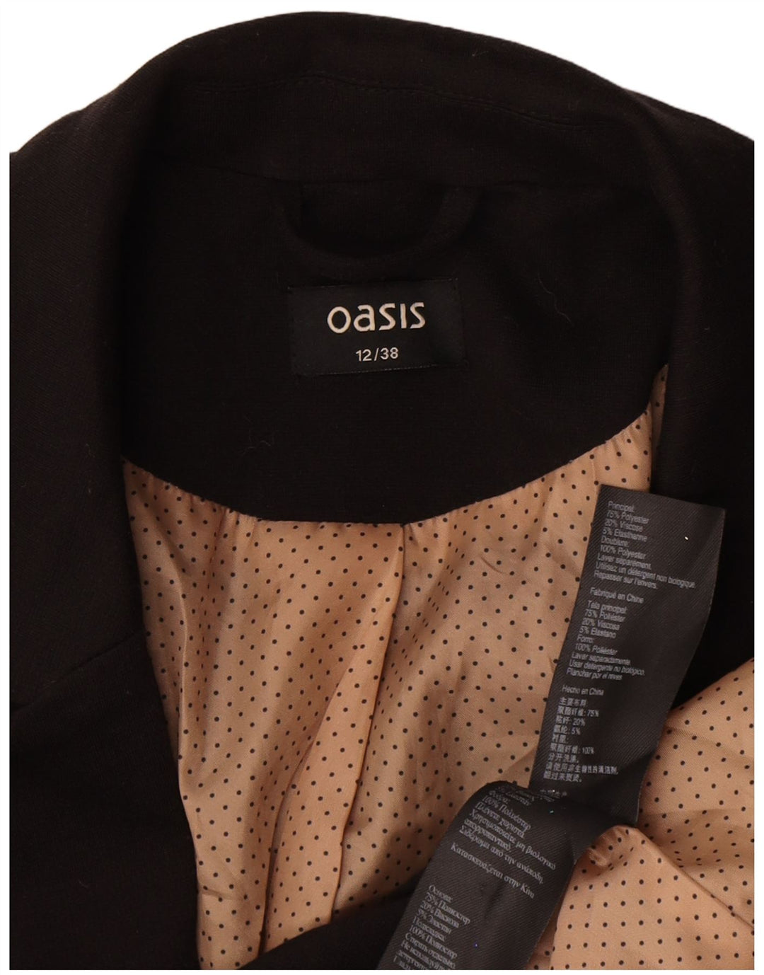 Oasis Dame 1 Knap Blazer Jakke UK 12 Medium Sort Polyester