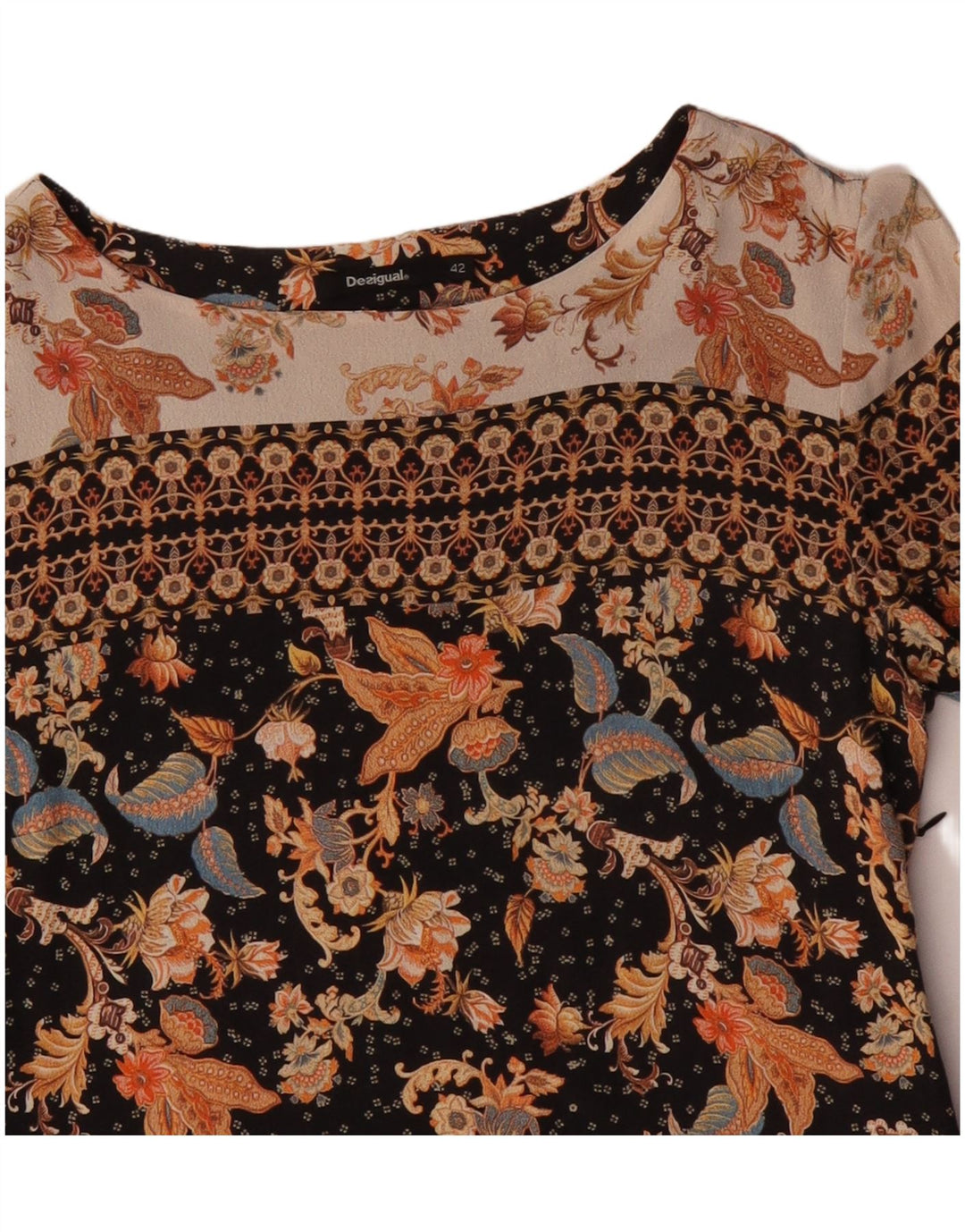 DESIGUAL Dame 3/4 ærmet Skift Kjole EU 42 Large Multicolored Floral