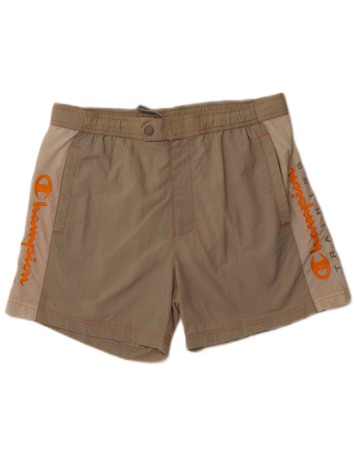 CHAMPION Grafiske badeshorts til mænd Stor Khaki Colourblock Polyamid