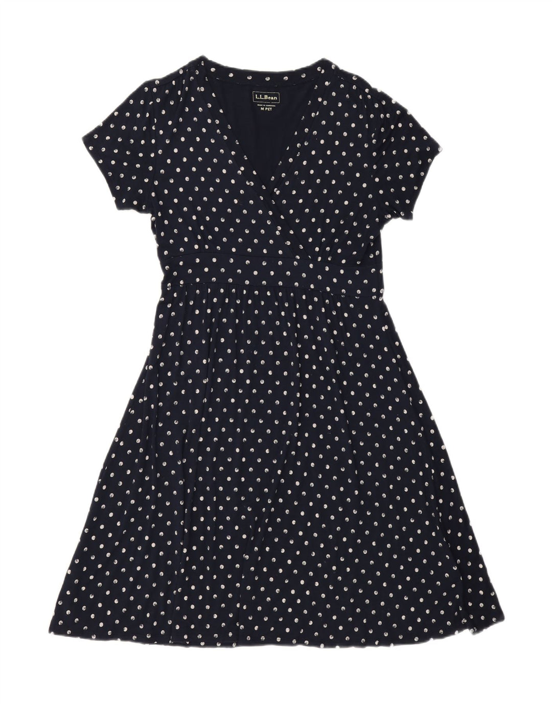 L.L.BEAN Womens A-Line Dress UK 12 Medium Navy Blue Polka Dot Rayon Vintage L.L.Bean and Second-Hand L.L.Bean from Messina Hembry 