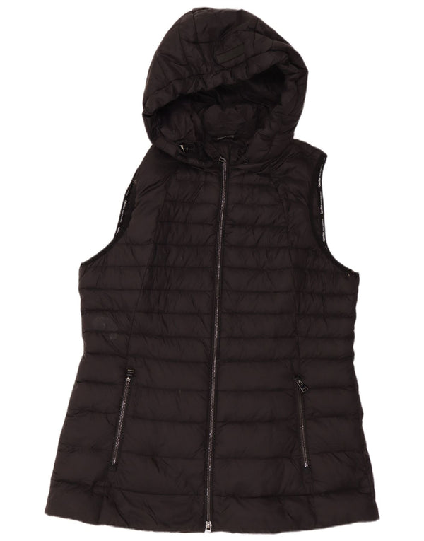 CALVIN KLEIN Dame hætte polstret Gilet UK 16 Stor sort nylon