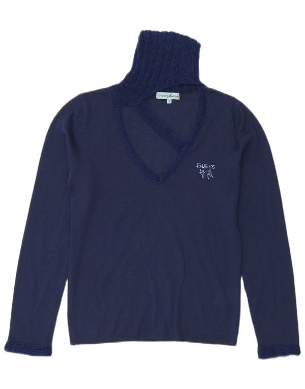 Guess Dame marciano Turtle Neck Jumper Sweater US 3 Small Navy Blue Wool