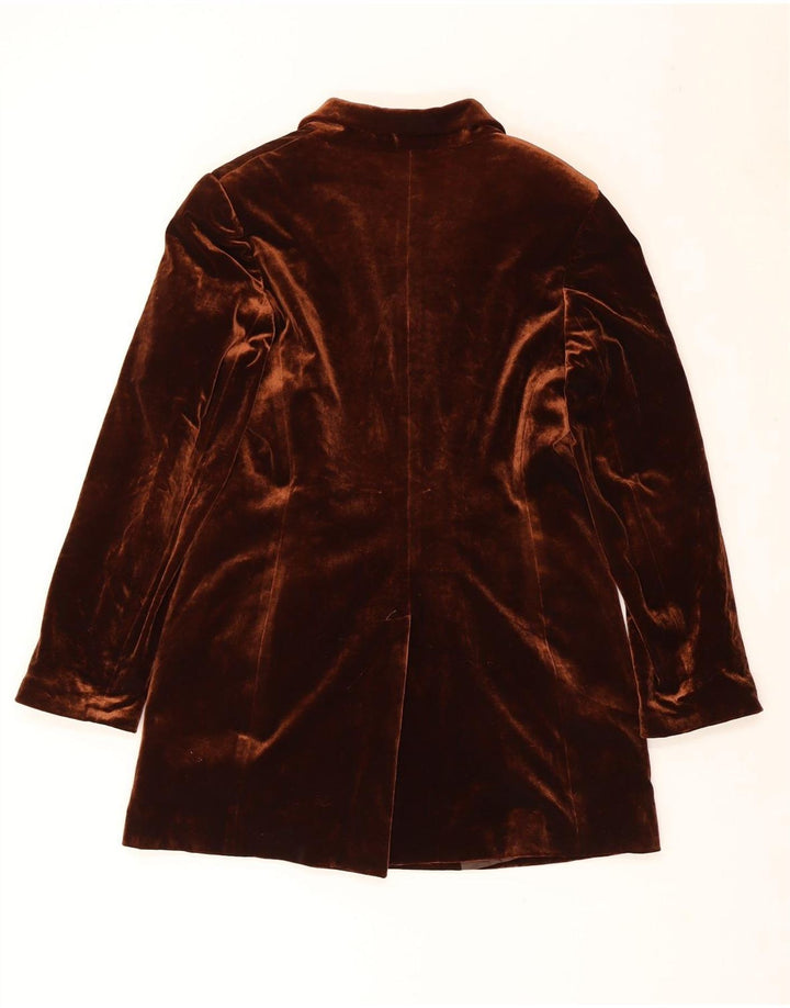 Vintage dame velour 1-knap blazerjakke UK 14 Medium Brown Classic