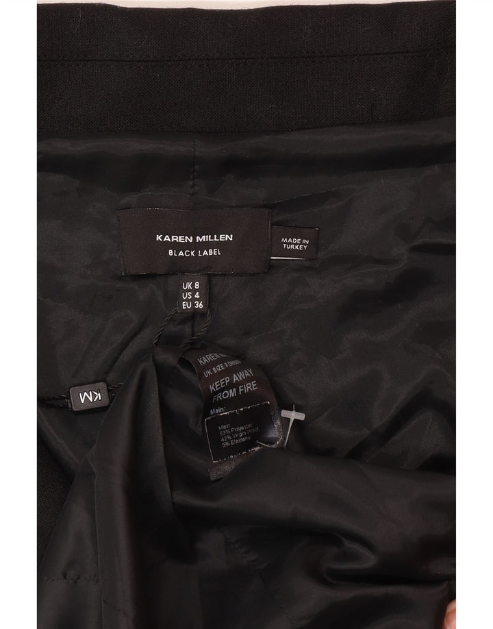 Karen Millen Dame Dobbeltradet Frakke UK 8 Small Black Polyester